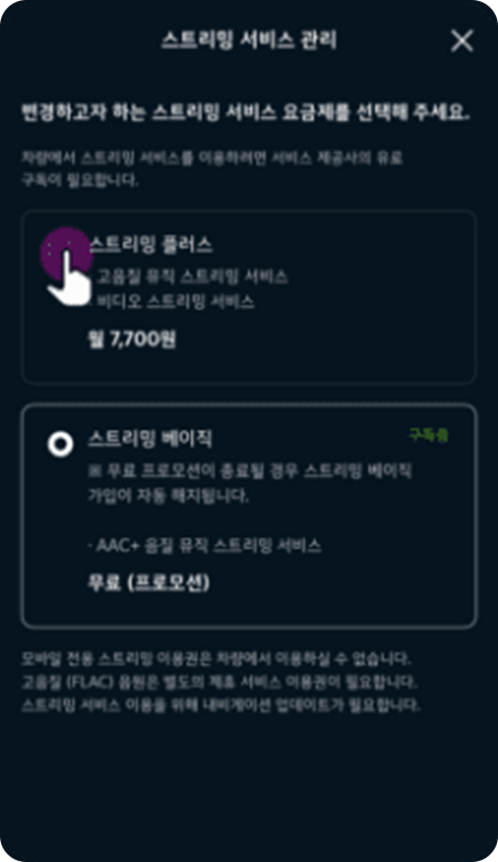 스트리밍 플러스 선택