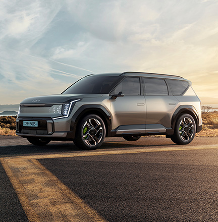 The Kia EV9 GT 전측면 디자인